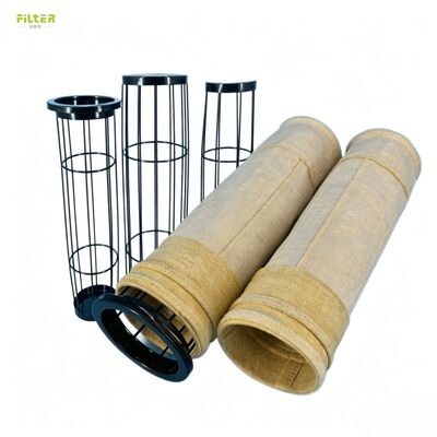 کیسه فیلتر مقاوم در برابر حرارت پلی استر آرامید PPS P84 PTFE برای جمع کننده گرد و غبار جت پالس