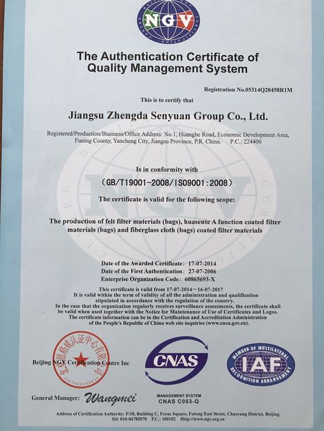 چین Anhui Filter Environmental Technology Co.,Ltd. گواهینامه ها